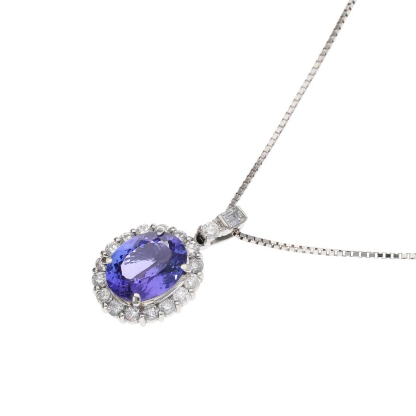 / ◎PT900/850タンザナイトダイヤネックレス4.10/D1.21ct//Aランク/75