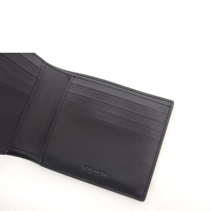 COACH コーチ コンパクトウォレット ダークグレー×ブラック/シグネチャー/二つ折り財布*カード・札入れ/74993//E23**/Aランク/04
