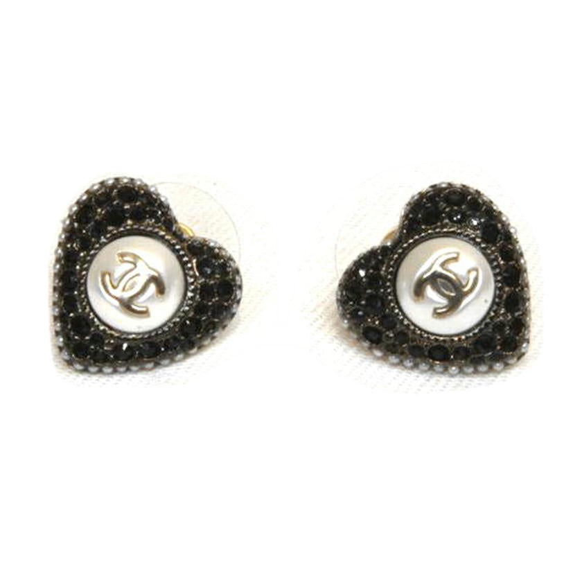 CHANEL シャネル/ハートピアスラインストーン//22B/Aランク/92