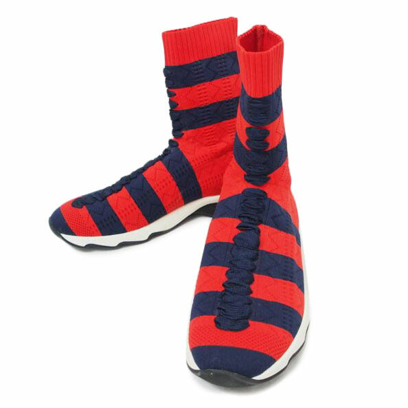 FENDI/ボーダーソックススタイルスニーカー/赤/約25cm//ABランク/78