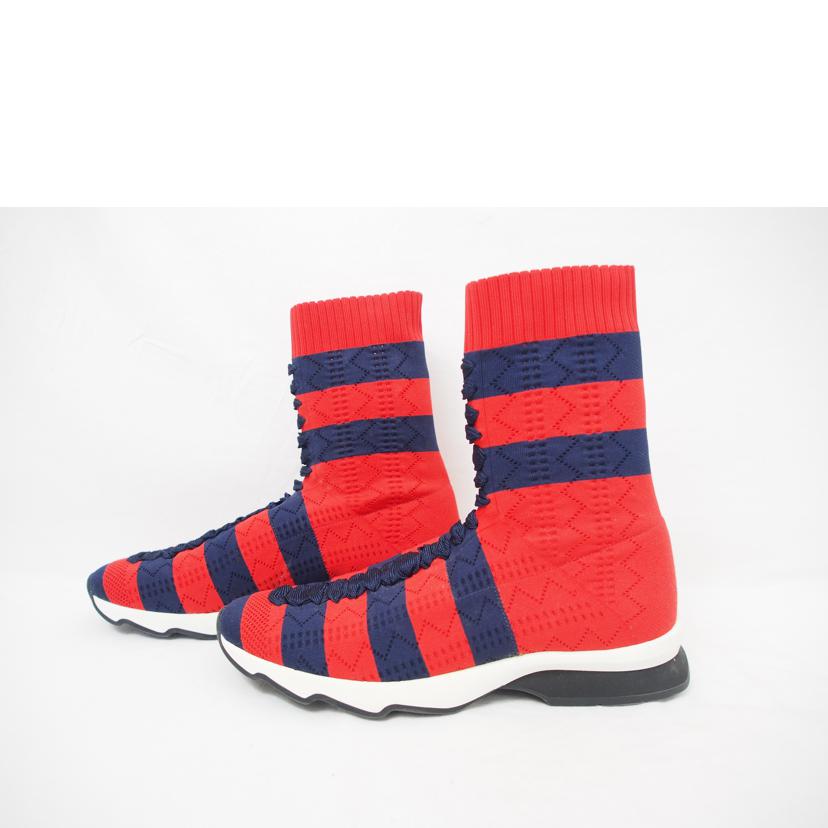 FENDI/ボーダーソックススタイルスニーカー/赤/約25cm//ABランク/78