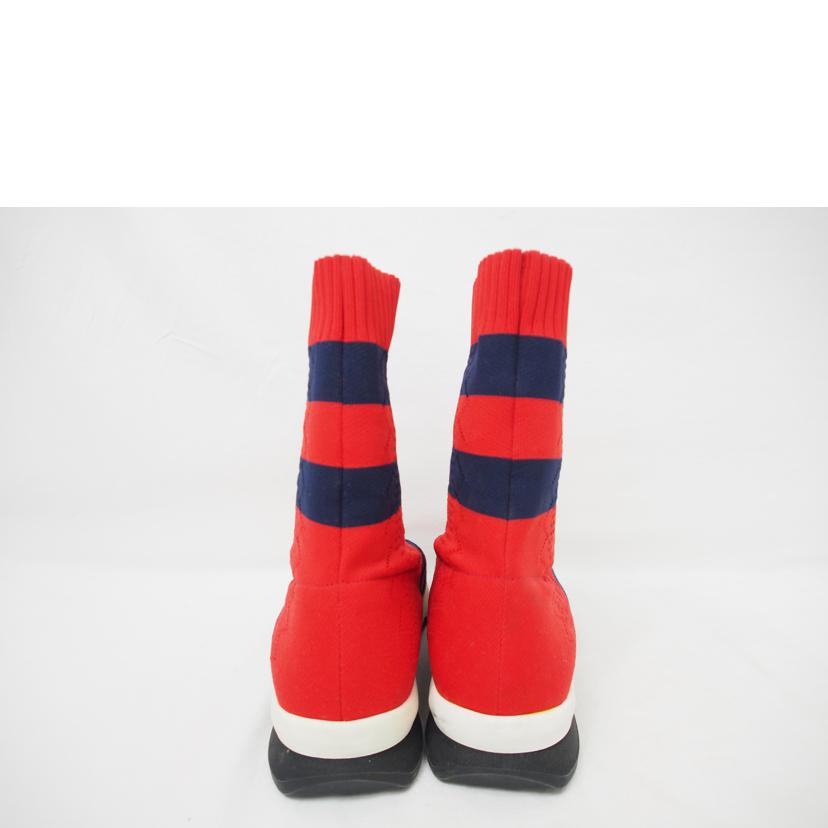 FENDI/ボーダーソックススタイルスニーカー/赤/約25cm//ABランク/78