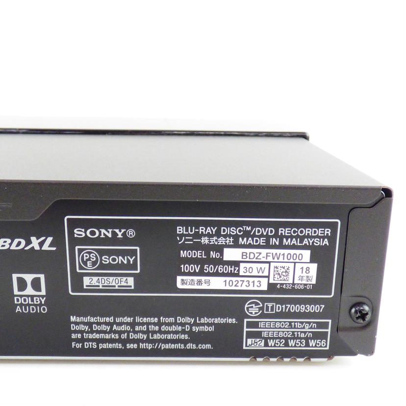 SONY ソニー/BDレコーダー/BDZ-FW1000/BDZ-FW1000//1027313/ABランク/64