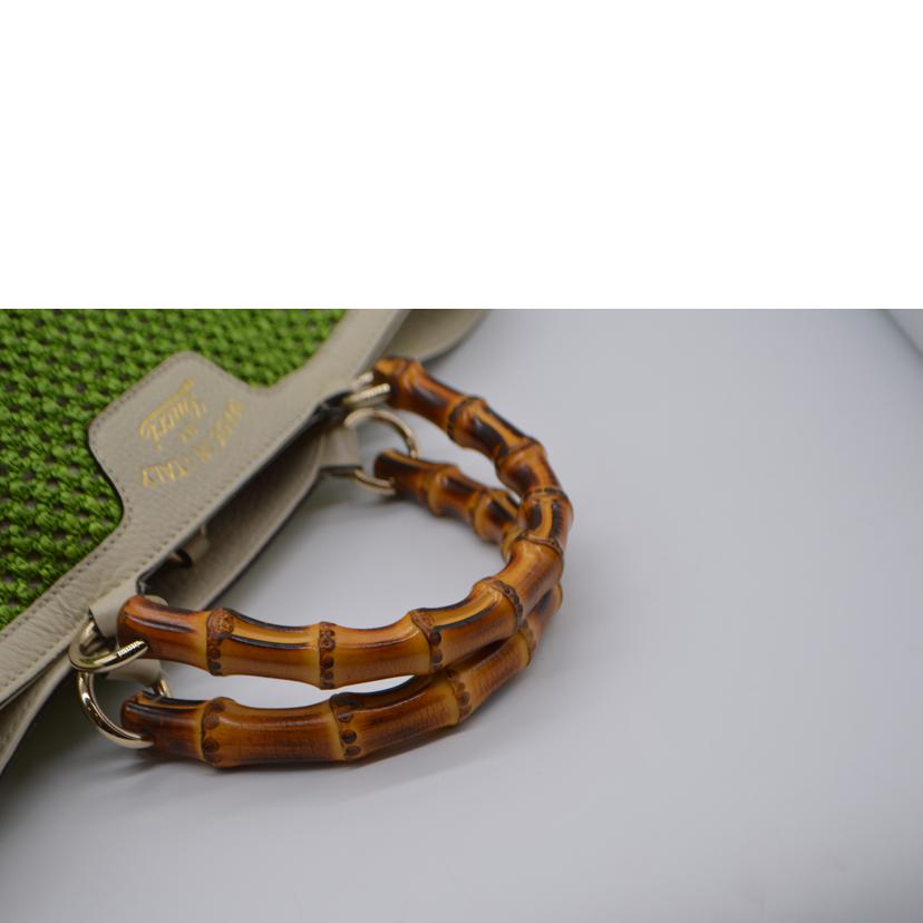 GUCCI グッチ/バンブーストローメッシュレザーハンド/カーキ/338965//525040/Aランク/89