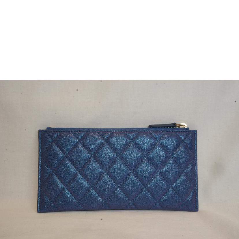 CHANEL シャネル/マトラッセラメロングウォレットブルー//27838365/SAランク/92