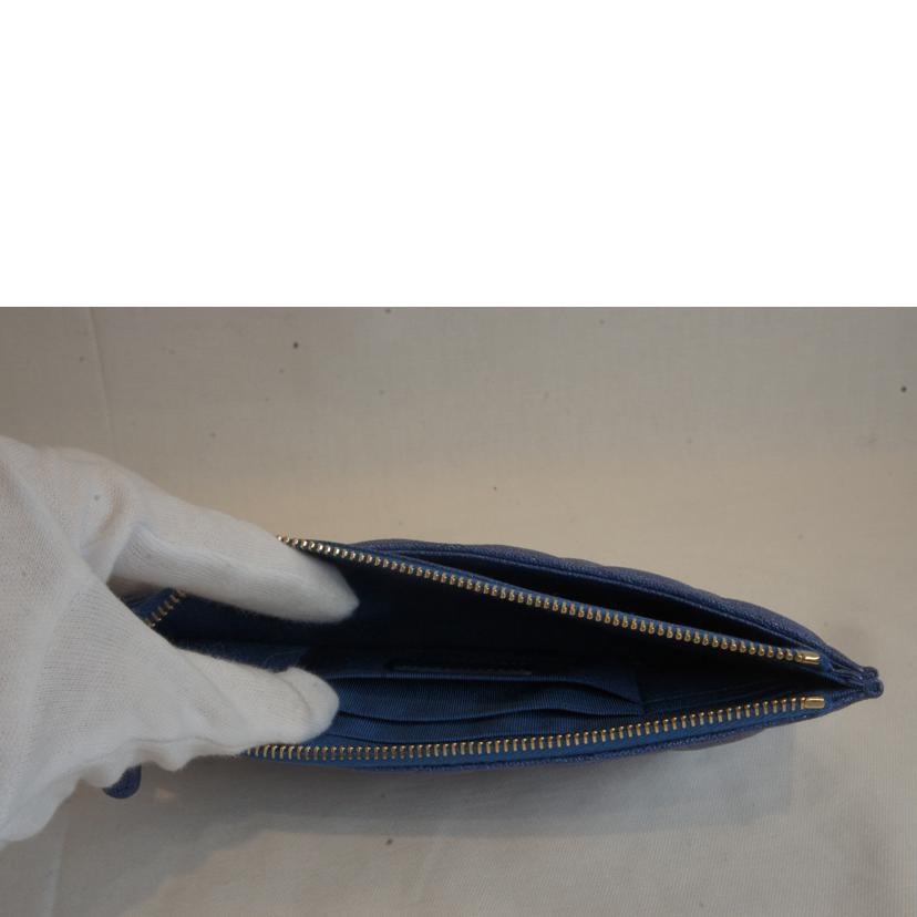 CHANEL シャネル/マトラッセラメロングウォレットブルー//27838365/SAランク/92