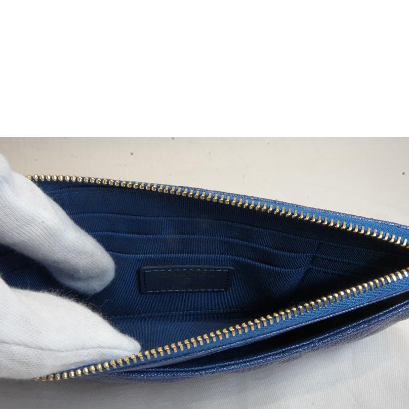 CHANEL シャネル/マトラッセラメロングウォレットブルー//27838365/SAランク/92