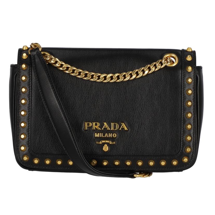 PRADA プラダ/スタッズチェーンショルダーバッグ/1BD147//Aランク/75
