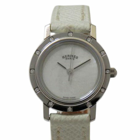 HERMES エルメス/クリッパーナクレ12Pダイヤクォーツホワイトシェル文字盤/CL4.230//2684380/ABランク/90