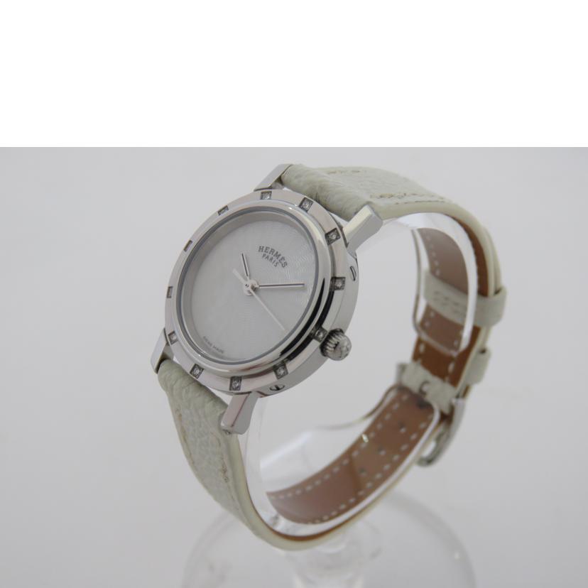 HERMES エルメス/クリッパーナクレ12Pダイヤクォーツホワイトシェル文字盤/CL4.230//2684380/ABランク/90