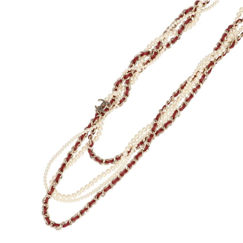 CHANEL シャネル/ココマークフェイクパールチェーンネックレス//B17/B/Aランク/75