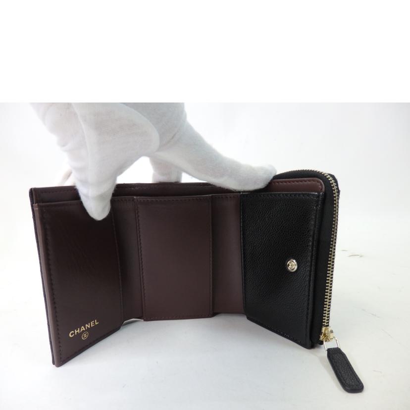 CHANEL シャネル/ココマークスモールウォレット/キャビアスキン3つ折り財布/AP3177B10583 C3906//X93*****/Aランク/84