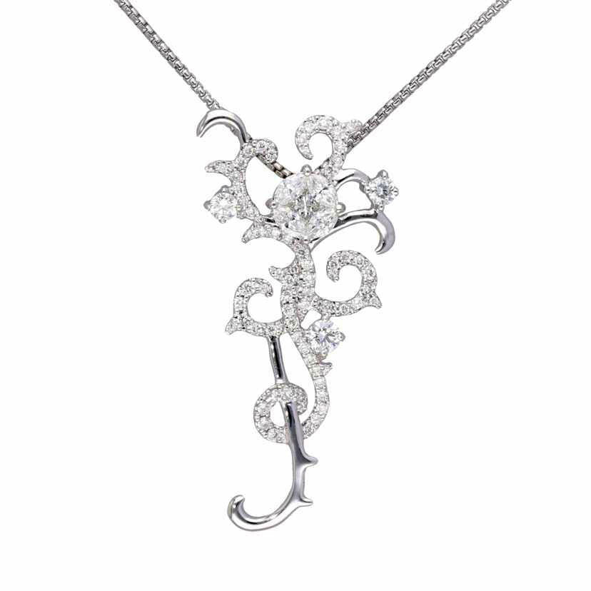 / K18WGダイヤネックレス0.98ct//Aランク/75