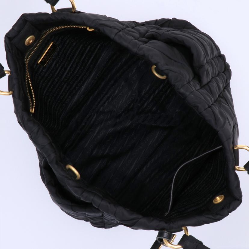PRADA プラダ/キルティング/ギャザーハンドバッグ/黒/BN1543//165/Bランク/75