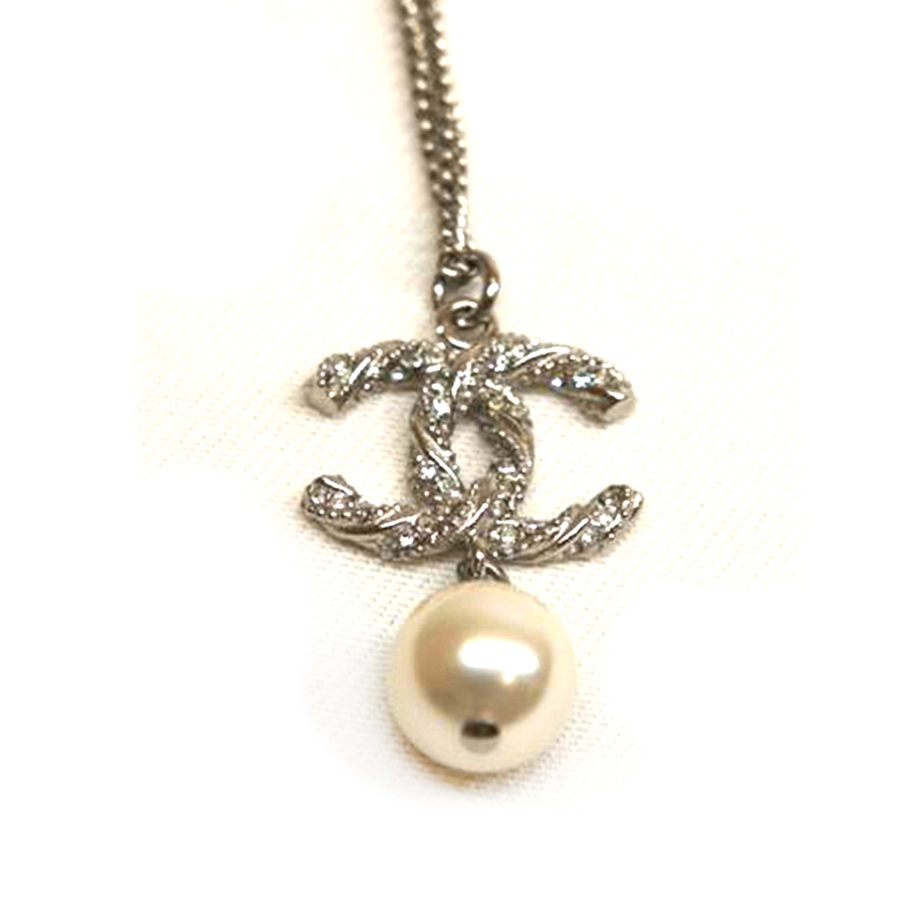 CHANEL シャネル/シルバーフェイクパールココマークネックレス//B14V/ABランク/92