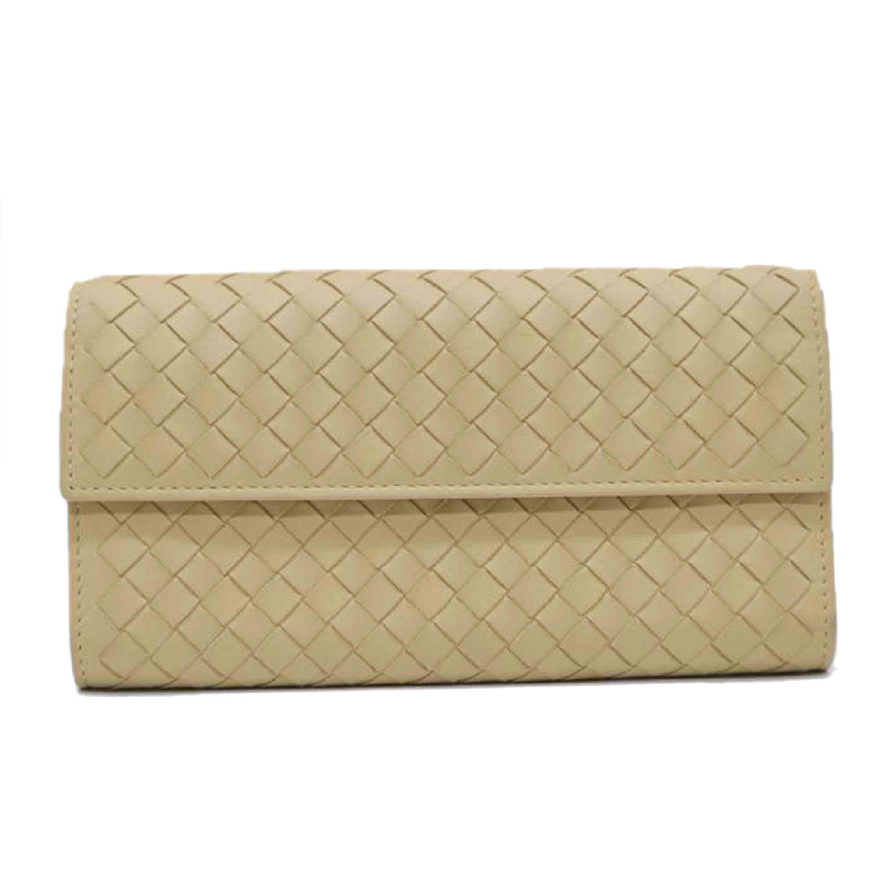 BOTTEGA VENETA ボッテガヴェネタ/イントレチェートコンチネンタルレザー長財布/ベージュ/15059//B01*******/Aランク/89