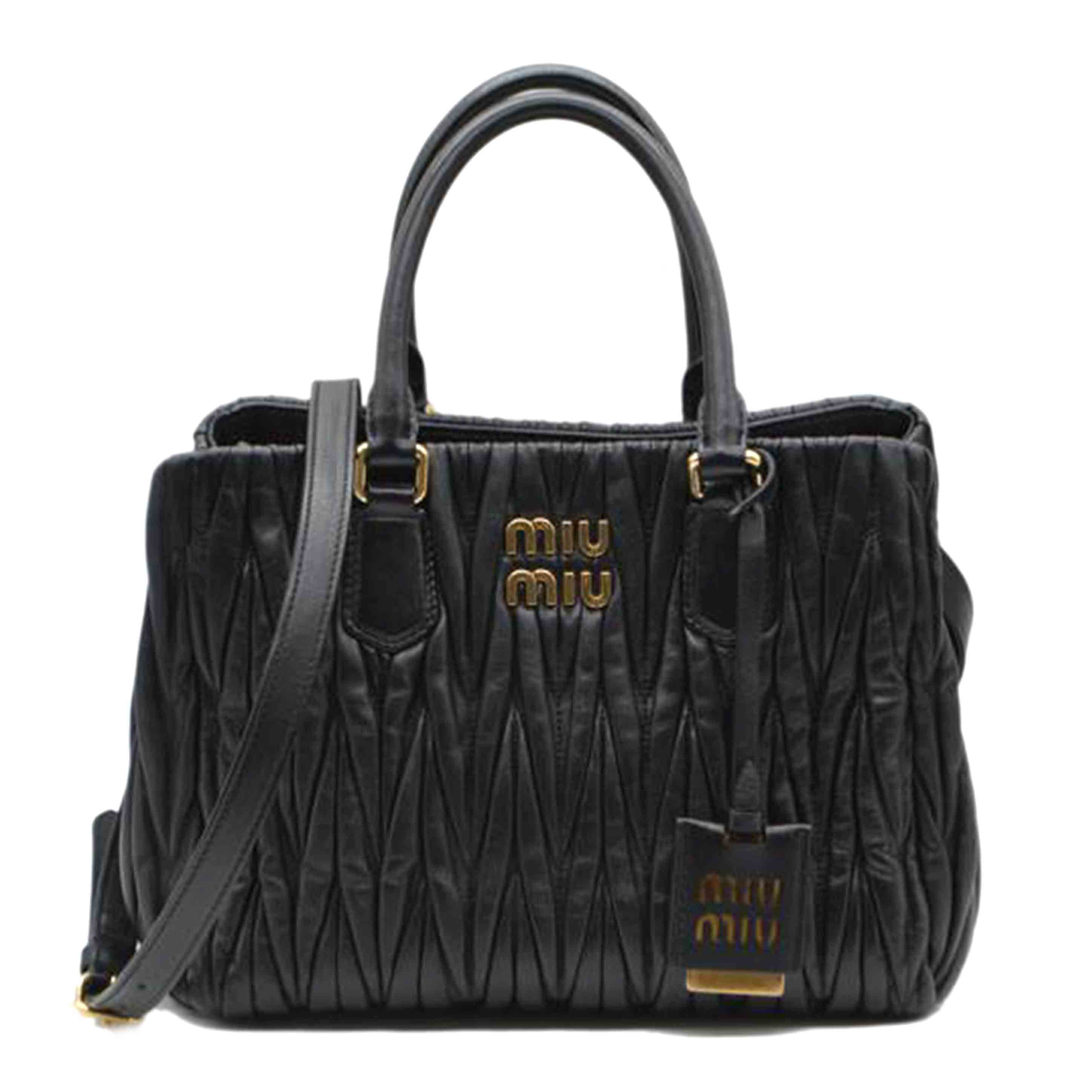 miu miu ミュウミュウ/マテラッセスモール2wayレザーハンド/ノワール/5BA258//SAランク/89
