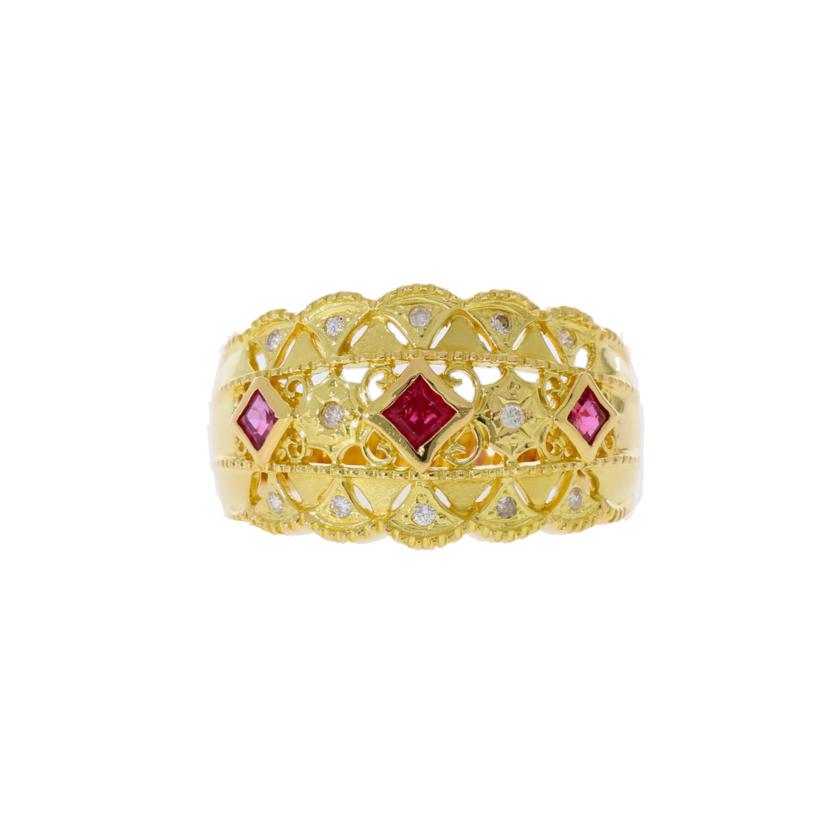 / K18ルビーダイヤリング0.48/0.10ct//Aランク/75