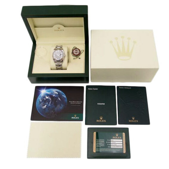 ROLEX ロレックス 腕時計 新品仕上済 2009年頃製造 ルーレット オイスターブレスレット 黒文字盤 /デイトジャスト・SS×WG/ブラックローマン/V番/116234//V613734(2009)/SAランク/69