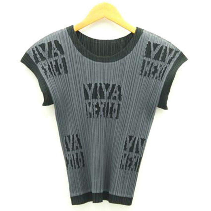 PLEATS PLEASE プリーツプリーズ/ショートスリーブ/黒×グレー/ロゴ/PP63-JK591//7561072/ABランク/93