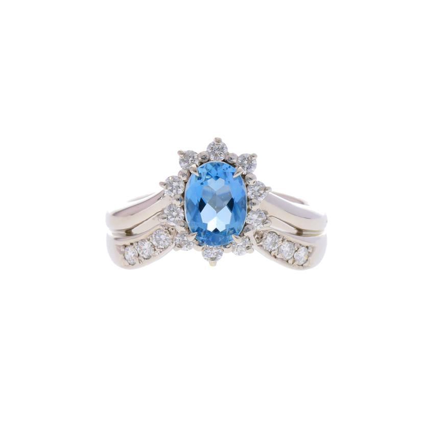 / ポーラPT900アクアマリンダイヤリング1.00/D0.43ct//Aランク/75