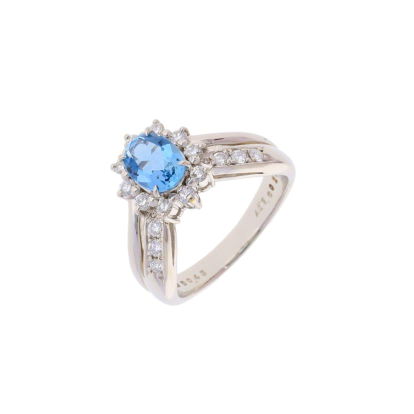 / ポーラPT900アクアマリンダイヤリング1.00/D0.43ct//Aランク/75