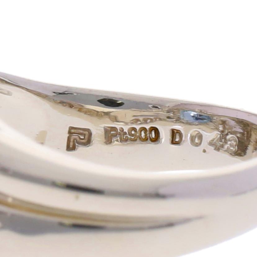 / ポーラPT900アクアマリンダイヤリング1.00/D0.43ct//Aランク/75