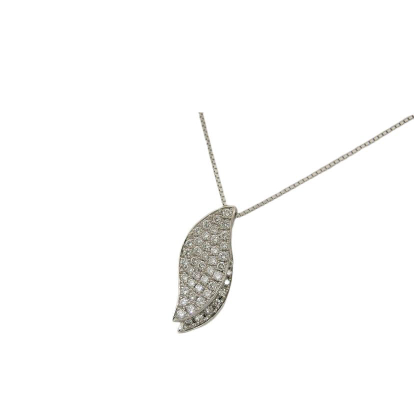 /K18WGリーフデザインダイヤネックレス/6.3g//D0.76ct/Aランク/04