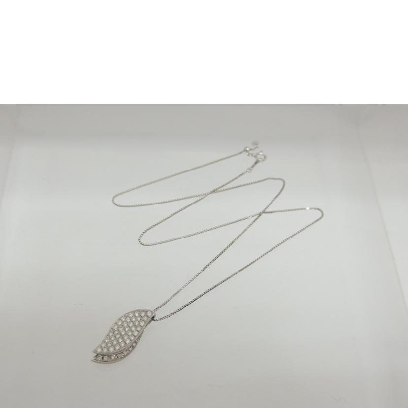 /K18WGリーフデザインダイヤネックレス/6.3g//D0.76ct/Aランク/04