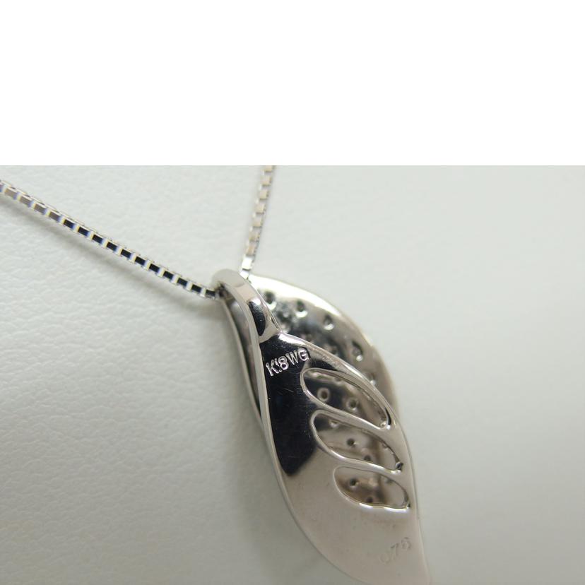 /K18WGリーフデザインダイヤネックレス/6.3g//D0.76ct/Aランク/04