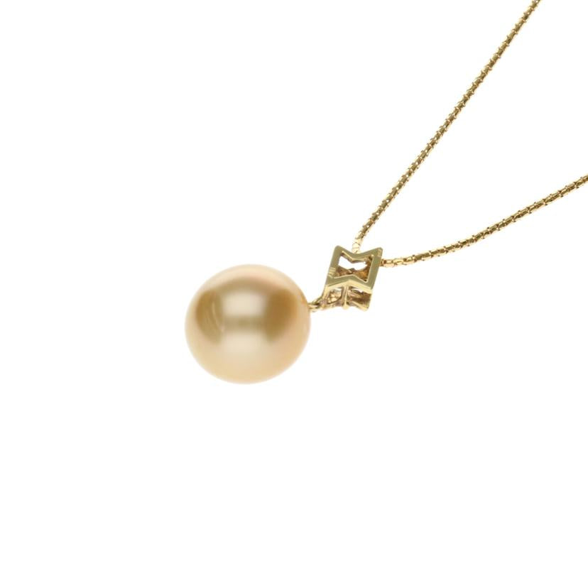 / K18パールダイヤネックレス0.07ct//Aランク/75