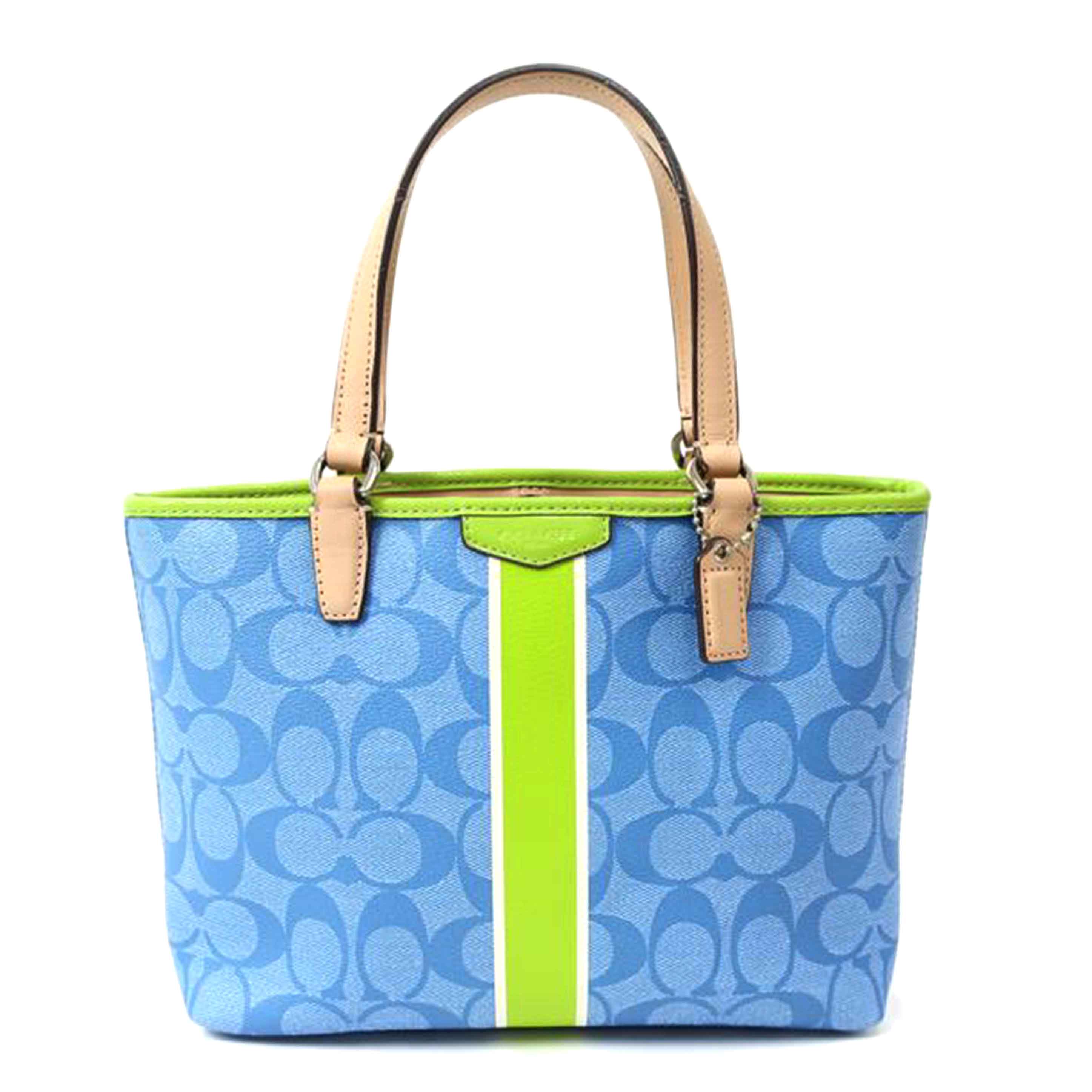 COACH コーチ/PVCレザーシグネチャーハンドバッグ ブルー ベージュ//ABランク/65