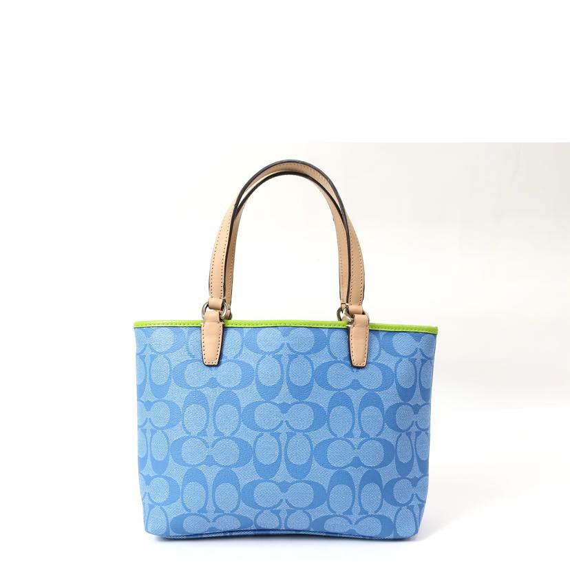 COACH コーチ/PVCレザーシグネチャーハンドバッグ ブルー ベージュ//ABランク/65