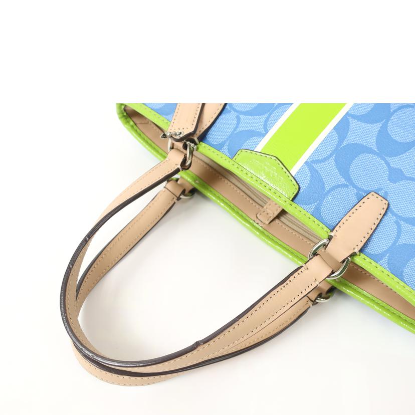 COACH コーチ/PVCレザーシグネチャーハンドバッグ ブルー ベージュ//ABランク/65