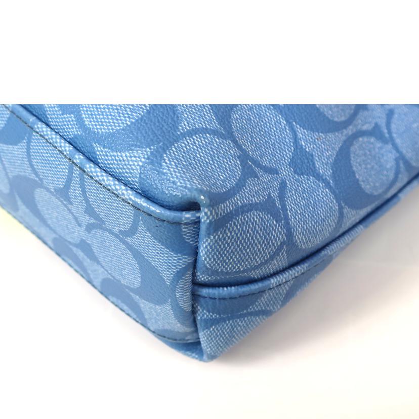 COACH コーチ/PVCレザーシグネチャーハンドバッグ ブルー ベージュ//ABランク/65