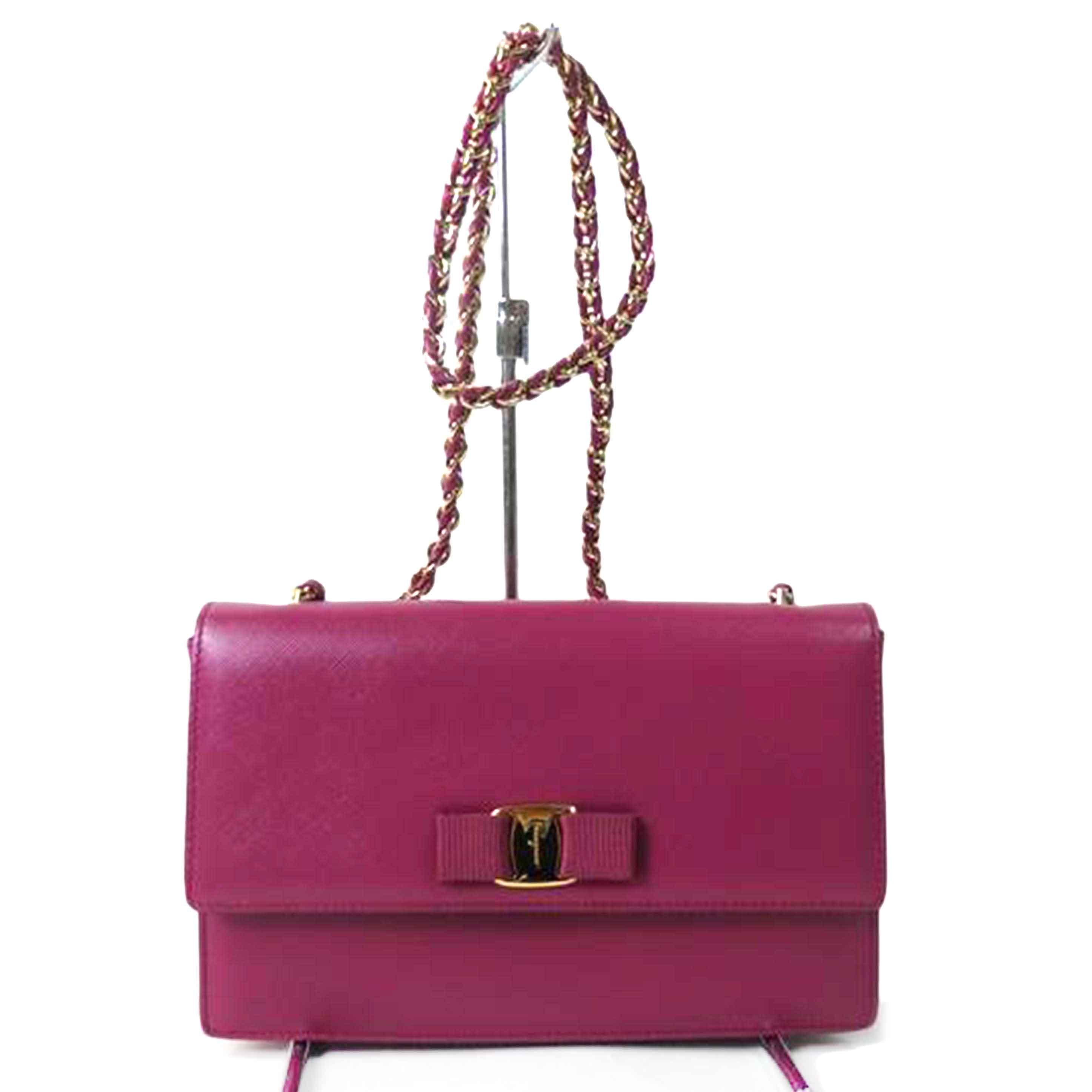 Salvatore Ferragamo サルバトーレ・フェラガモ/ヴァラリボンチェーンショルダーバッグ/ピンク/GU-21E480//Aランク/84