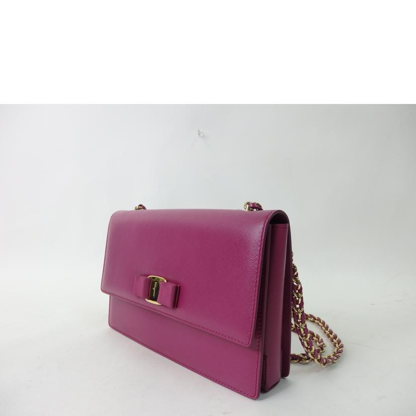Salvatore Ferragamo サルバトーレ・フェラガモ/ヴァラリボンチェーンショルダーバッグ/ピンク/GU-21E480//Aランク/84