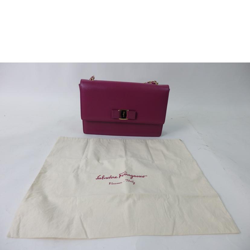 Salvatore Ferragamo サルバトーレ・フェラガモ/ヴァラリボンチェーンショルダーバッグ/ピンク/GU-21E480//Aランク/84