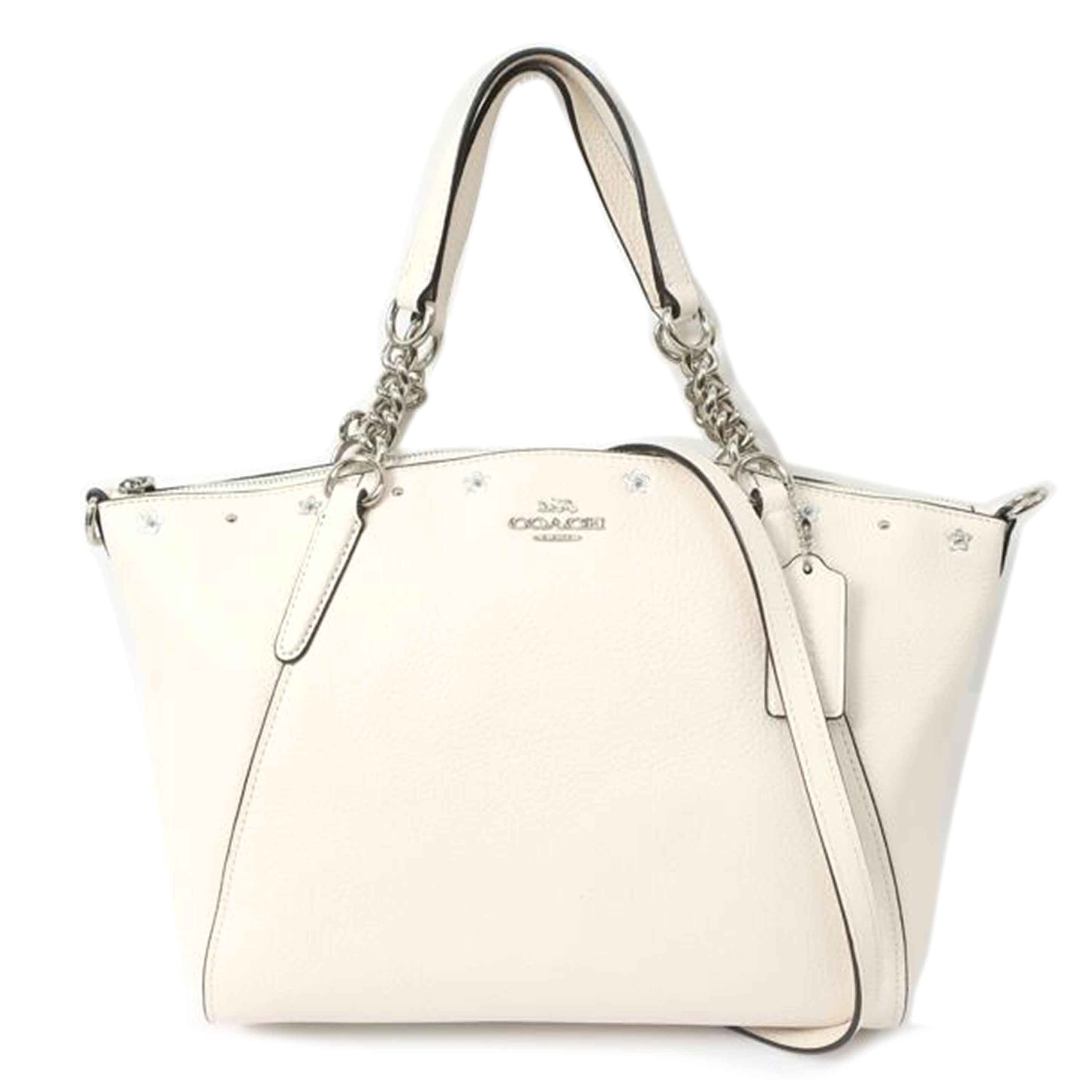 COACH コーチ/スタッズ2WAYバッグ ショルダー ハンド ホワイト 花 フラワー/F37773//G1848/Aランク/65