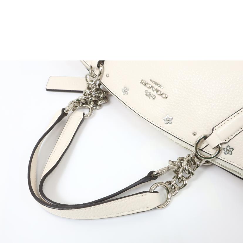 COACH コーチ/スタッズ2WAYバッグ ショルダー ハンド ホワイト 花 フラワー/F37773//G1848/Aランク/65