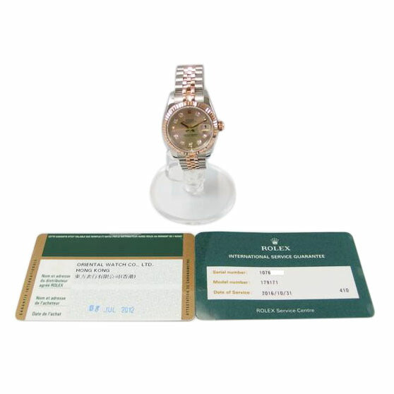 ROLEX ロレックス/DATE JUST/10P/ダイヤ/ピンク文字盤/179171G//107689Q2/ABランク/83