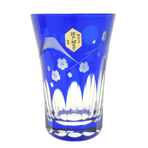 硝子工房 彩鳳/江戸切子 富士桜文様天開タンブラー//SAランク/69