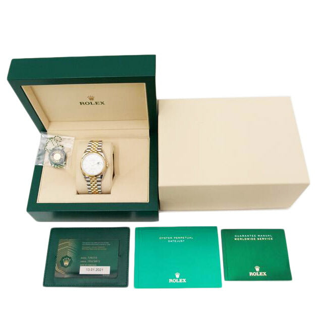 ROLEX ロレックス 腕時計 オーバーホール済 新品仕上済 自動巻き ランダム番 ルーレット ステンレス K18YG 白文字盤 メンズ/デイトジャスト36/SS×YG/ランダム番/126233//795C0872/SAランク/69