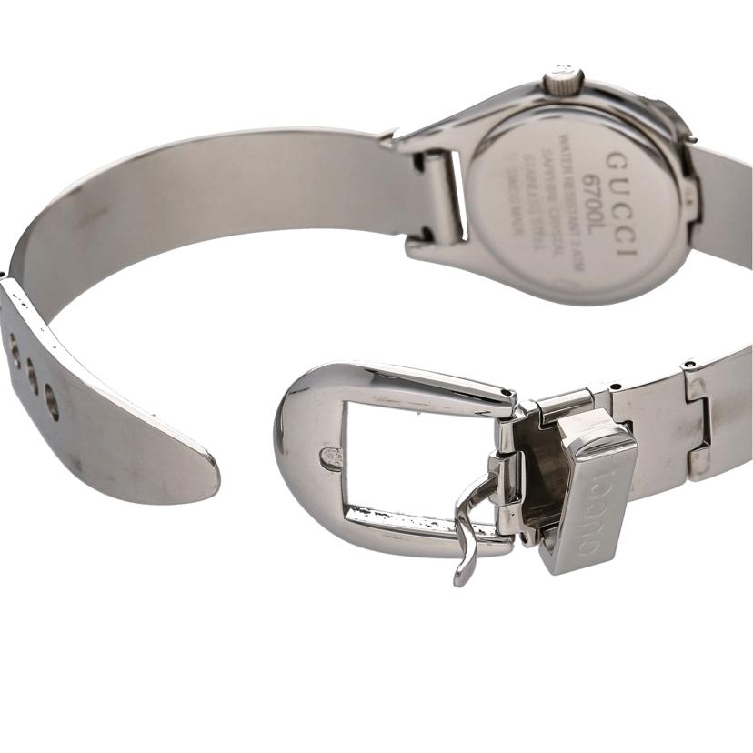 GUCCI グッチ/ラウンドバングルウォッチ・シルバー×ブラック/クオーツ/6700L//008****/Bランク/75