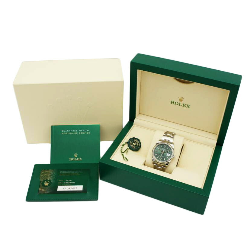 ROLEX ロレックス 腕時計 自動巻き ランダムシリアル 2022年新ギャラ オイスターブレス メンズ/デイトジャスト36/ミントグリーン/ランダム番/126200//G45944N5/Aランク/75