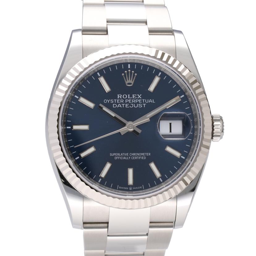 ROLEX ロレックス 腕時計 2022年保証書 SS×WG オイスターブレス 自動巻き メンズ/デイトジャスト36・ブライトブルー/ランダム番/126234//0D94A375/Aランク/75