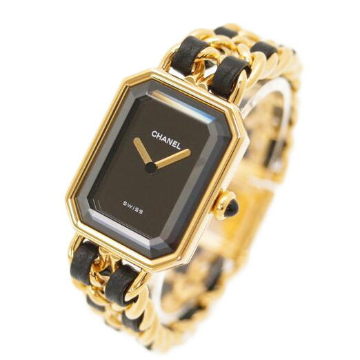 CHANEL シャネル 腕時計 電池交換済 GP スクエアフェイス ブラック文字盤/プルミエールM/レディース/クオーツ/H0001//A.E******/Aランク/69