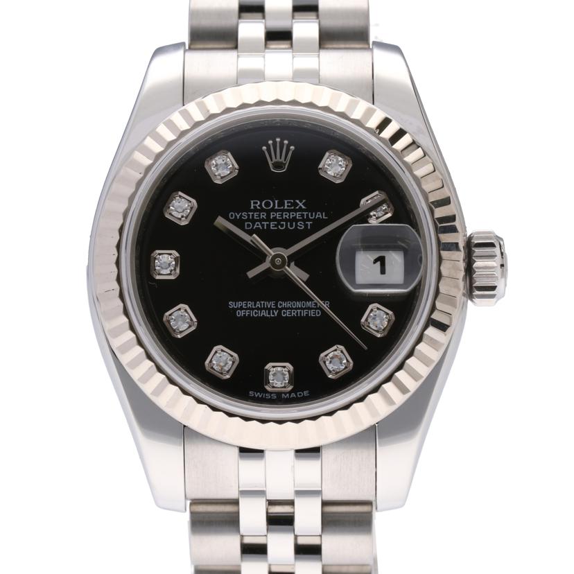 ROLEX ロレックス 腕時計 2007年頃製造/デイトジャスト・レディース・10P新ダイヤ/ブラック/179174G//M006085(2007)/Aランク/75