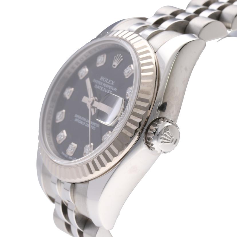 ROLEX ロレックス 腕時計 2007年頃製造/デイトジャスト・レディース・10P新ダイヤ/ブラック/179174G//M006085(2007)/Aランク/75