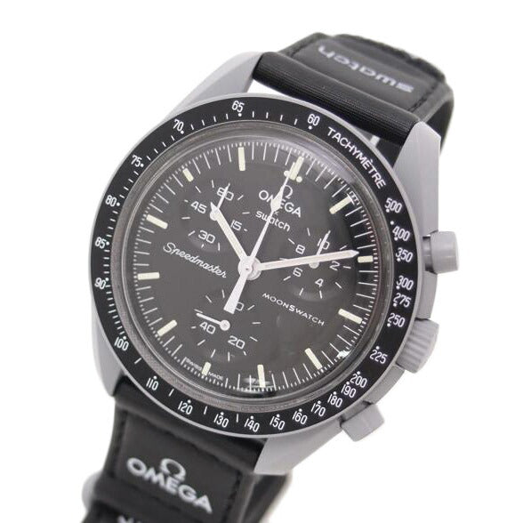 OMEGA×swatch 腕時計 ミッショントゥザムーン オメガ×スウォッチ コラボモデル ほぼ新品 クロノグラフ/MISSION TO THE MOON/クォーツ/S033M100//SAランク/69